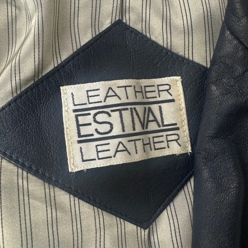 Estival Leather Jacket Mens 42 Tall Navy Blue Double Breasted Blazer Outdoor